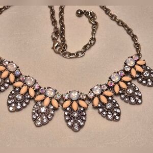 Bronze Floral Rhinestone Necklace
